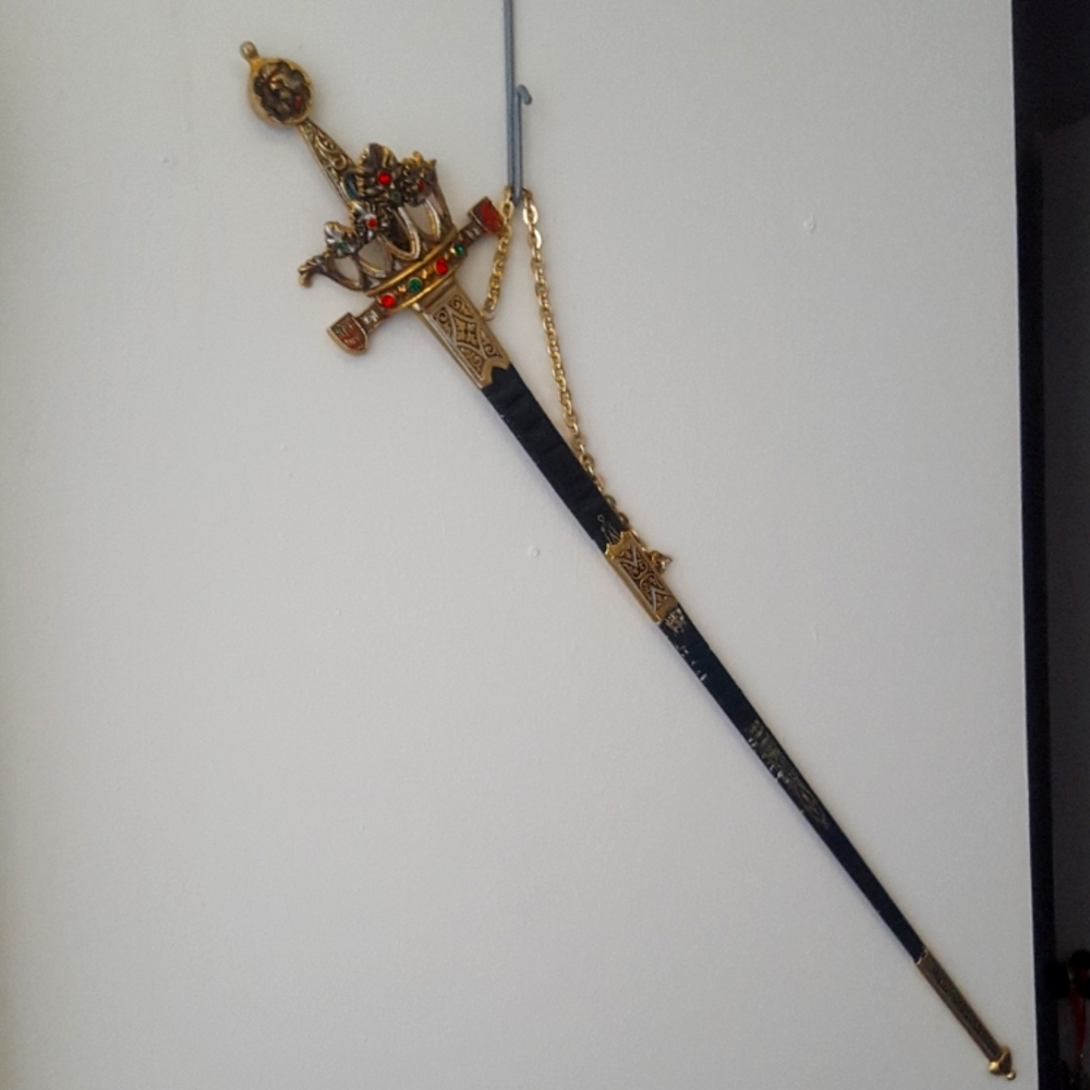 Vintage Jeweled Spain Crown Fencing Sword +Sheath